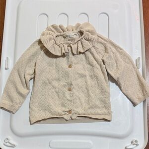 18M Cream Knit Ruffle Collar Cardigan